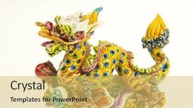  Presentation with chinese dragon - Colorful slides enhanced with chinese dragon statue on white backdrop and a yellow colored foreground