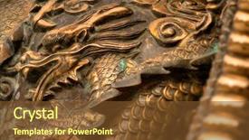  Presentation with chinese dragon - Theme featuring chocolate labrador 7 months old lying and chewing a dog bone isolated on white background and a gray colored foreground