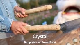  Presentation with drums - Theme having chinese drums background and a coral colored foreground