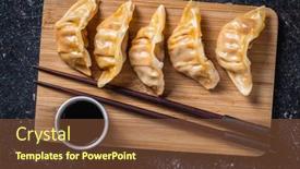  Presentation with soy sauce - Slides featuring chinese-dumplings-abd-soy-sauce background and a tawny brown colored foreground