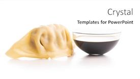  Presentation with soy sauce - Presentation design enhanced with chinese-dumplings-and-soy-sauce background and a white colored foreground