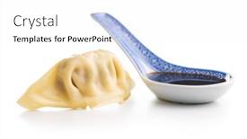 Presentation with soy sauce - PPT theme featuring chinese-dumplings-and-soy-sauce background and a white colored foreground