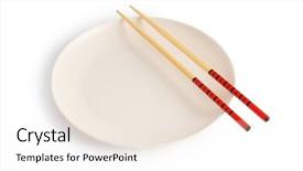  Presentation with asian chopsticks - PPT theme enhanced with chinese eat - asian food concept with plate background and a white colored foreground