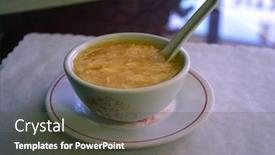  Presentation with soup - Slide deck featuring chinese-egg-flower-soup background and a dark gray colored foreground