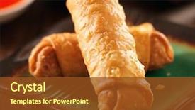  Presentation with sauce - Presentation theme enhanced with chinese egg rolls with sauce background and a tawny brown colored foreground