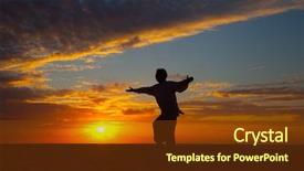  Presentation with tai chi - Slide set consisting of chinese elderly woman performing taichi background and a tawny brown colored foreground