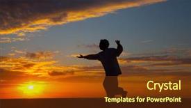  Presentation with tai chi - Beautiful slide deck featuring chinese elderly woman performing taichi backdrop and a tawny brown colored foreground