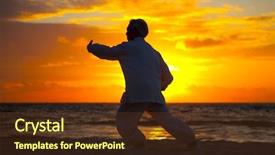  Presentation with tai chi - PPT theme with chinese elderly woman performing taichi background and a tawny brown colored foreground