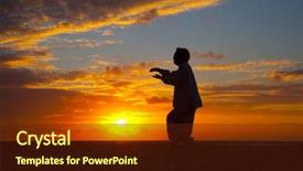  Presentation with tai chi - Cool new slide deck with camera keep an eye on woman mixed media backdrop and a dark gray colored foreground