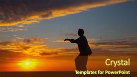  Presentation with tai chi - Amazing slide set having hold white tablet cell phone backdrop and a gray colored foreground