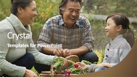  Presentation with grandparents - Slides enhanced with chinese family - grandparents and granddaughter in garden background and a tawny brown colored foreground