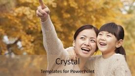  Presentation with solemnity of mother mary of god - Slide set having chinese family - mother and daughter enjoying park background and a coral colored foreground