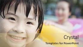  Presentation with jumping into a pool - Cool new PPT layouts with chinese family - portrait of smiling boy backdrop and a lemonade colored foreground