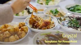  Presentation with dinner - PPT theme having chinese-family-dinner-at-home background and a  colored foreground