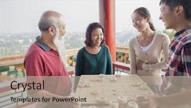  Presentation with chinese chinese - Theme enhanced with chinese family playing chinese chess background and a mint green colored foreground