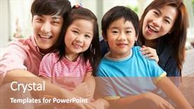  Presentation with chinese chinese - PPT theme consisting of chinese family relaxing on sofa background and a coral colored foreground