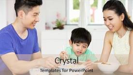  Presentation with family healthy eating - Audience pleasing PPT theme consisting of chinese family sitting at home backdrop and a  colored foreground