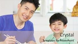  Presentation with silhouette of father and son - Amazing PPT theme having chinese father and son sitting backdrop and a  colored foreground