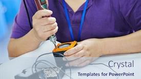  Presentation with electronic - Amazing presentation theme having chinese-female-worker-in-assembling backdrop and a lemonade colored foreground