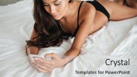  Presentation with mobile home - Slides with chinese feminine - beautiful asian woman in sexy background and a  colored foreground