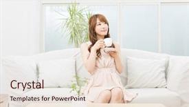  Presentation with relaxing - Colorful slide deck enhanced with chinese feminine - beautiful asian woman relaxing backdrop and a lemonade colored foreground