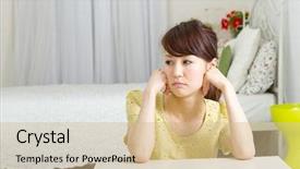  Presentation with relaxing - Colorful slide set enhanced with chinese feminine - beautiful woman relaxing backdrop and a  colored foreground