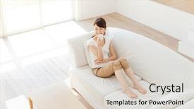  Presentation with room - Cool new PPT theme with chinese feminine - beautiful young woman relaxing backdrop and a lemonade colored foreground