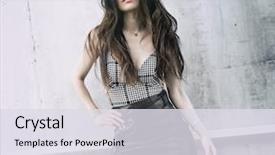  Presentation with young woman wearing boxer gloves - Colorful presentation design enhanced with chinese feminine - beautiful young woman wearing leather backdrop and a sky blue colored foreground