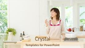  Presentation with feminine kitchen - Presentation design enhanced with chinese feminine - beautiful young woman background and a lemonade colored foreground