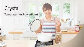  Presentation with feminine kitchen - Amazing slide deck having analyzing data close-up of young businessman looking at monitor while sitting at the desk in creative office backdrop and a dark gray colored foreground