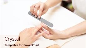  Presentation with nail salon - Colorful slide deck enhanced with chinese feminine - close up of a woman backdrop and a lemonade colored foreground