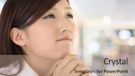  Presentation with feminine - Beautiful presentation theme featuring chinese feminine - pray concept of asian business backdrop and a  colored foreground