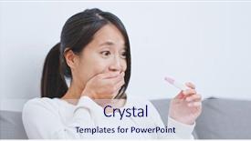  Presentation with feminine - Cool new PPT theme with chinese feminine - woman get positive result backdrop and a sky blue colored foreground