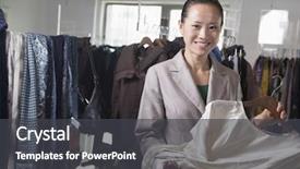  Presentation with fashion - Cool new slides with chinese feminine - woman holding dress at fashion backdrop and a  colored foreground