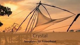  Presentation with fishing net - Colorful PPT theme enhanced with chinese-fishing-net-at-sunrise backdrop and a red colored foreground