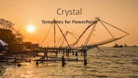  Presentation with fishing net - Beautiful slide set featuring chinese-fishing-net-at-sunrise backdrop and a coral colored foreground