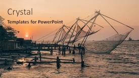  Presentation with fishing net - Presentation theme having chinese-fishing-net-at-sunrise background and a lemonade colored foreground