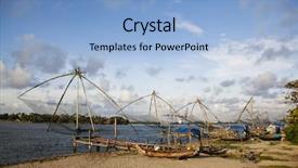 Presentation with fishing boats - Beautiful slide deck featuring chinese fishing nets and boats on the beach cochin kerala india backdrop and a light blue colored foreground