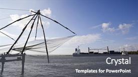  Presentation with fishing nets - PPT theme consisting of chinese fishing nets at a harbor cochin kerala india background and a gray colored foreground