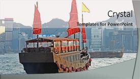  Presentation with hong kong - Presentation theme enhanced with chinese flag - sailboat in hong kong harbor background and a lemonade colored foreground