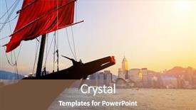  Presentation with hong kong flag - Presentation design featuring chinese flag - traditional wooden sailboat tourist junk background and a coral colored foreground