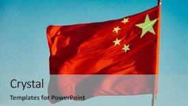  Presentation with china flag - Beautiful PPT theme featuring chinese flag floating china backdrop and a light blue colored foreground