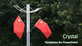  Presentation with string light - Audience pleasing presentation consisting of chinese flag on the street backdrop and a wine colored foreground