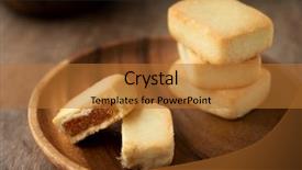  Presentation with sweet pastry - Slide set with chinese food bakeries - pineapple cake is a sweet background and a red colored foreground