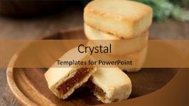  Presentation with sweet pastry - Audience pleasing slide set consisting of chinese food bakeries - pineapple cake is a sweet backdrop and a gold colored foreground