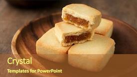  Presentation with sweet pastry - Cool new PPT theme with chinese food bakeries - pineapple cake is a sweet backdrop and a red colored foreground