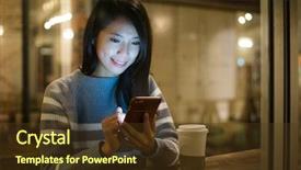  Presentation with coffee shop - Slide deck consisting of chinese food bakeries - woman use of cellphone background and a tawny brown colored foreground