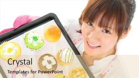  Presentation with young woman wearing boxer gloves - Audience pleasing slide deck consisting of chinese food bakeries - young asian woman baking bread backdrop and a lemonade colored foreground