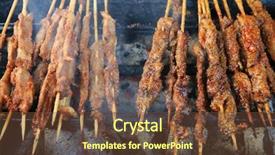  Presentation with food bbq - Amazing slides having chinese food bbq backdrop and a tawny brown colored foreground