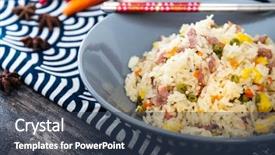  Presentation with rice - Cool new theme with chinese food cooking - cantonese fried basmati rice backdrop and a ocean colored foreground